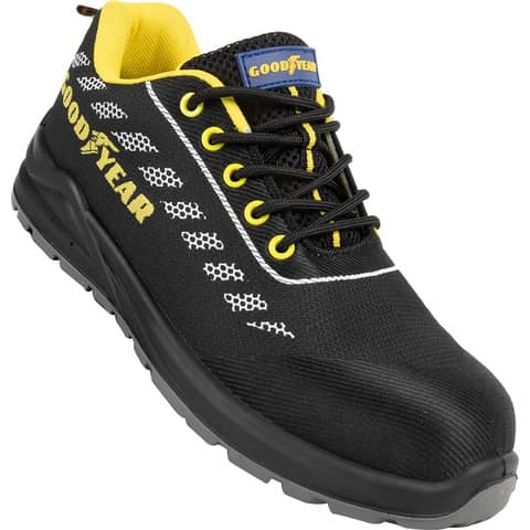Scarpe antinfortunistiche Goodyear in tessuto knit GY STRIPE S1P nero-giallo TG.43 - 735343